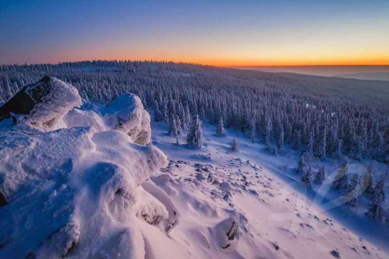 Blaue Stunde im winterlichen Harz
