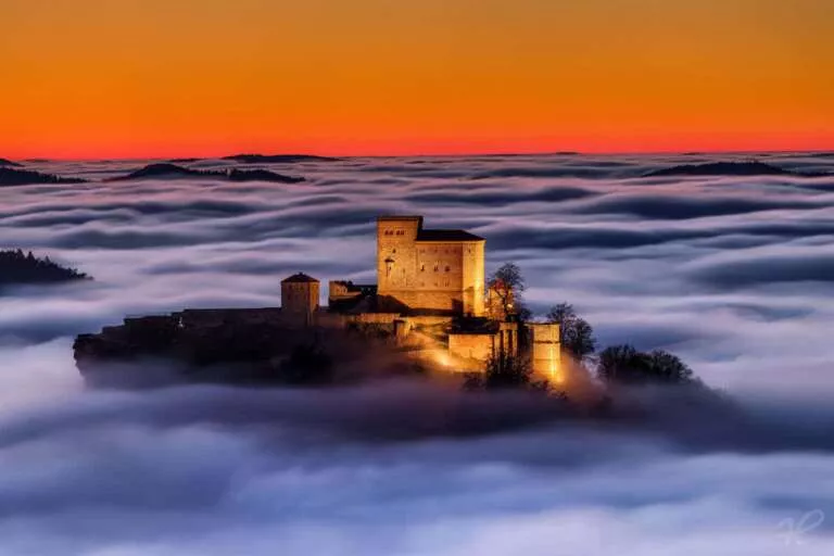 Burg Trifels über dem Nebel