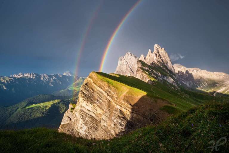 Seceda, Regenbogen in den Dolomiten