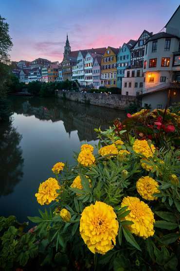 Tübingen im Sommer zur blauen Stunde