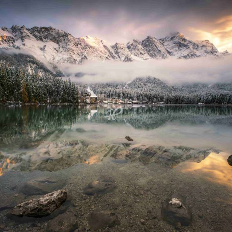 Eibsee und Zugspitze im Winter