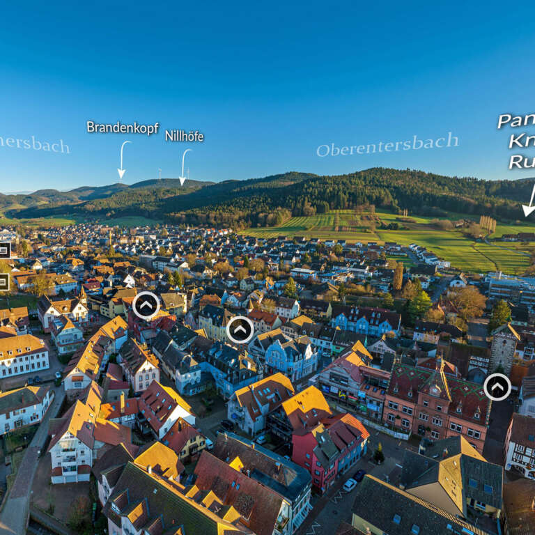 Vorschau eines 360° Panoramas aus der Luft von Zell am Harmersbach (Ortenau, Schwarzwald)