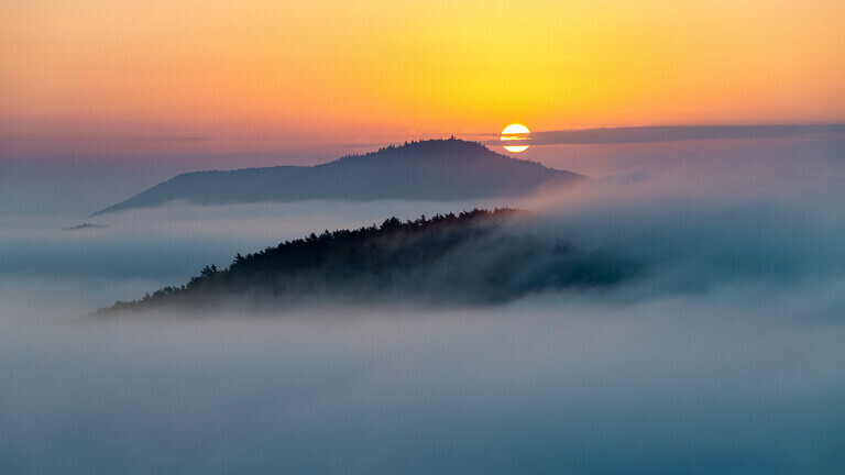 Sonnenaufgang überm Nebelmeer im Pfälzerwald