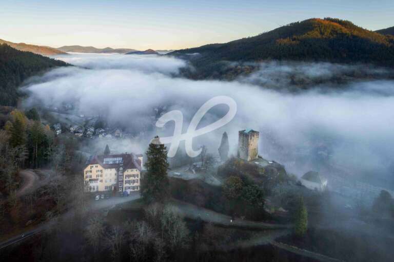 Burg Hornberg im Nebel