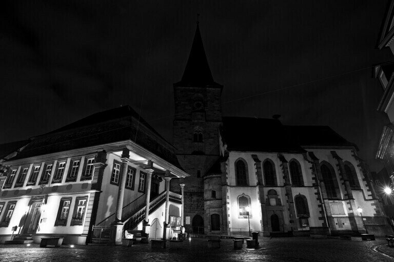 Rathaus in Freinsheim bei Nacht
