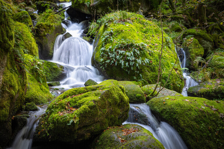 Gertelbach Wasserfälle mit Steinen und Moos