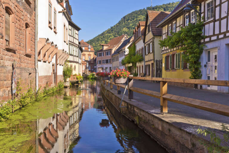 Die Wassergasse mit dem Fluss Queich in Annweiler
